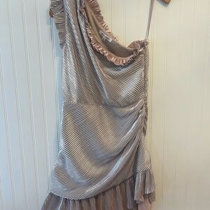 Wild Honey Metallic Pleated Dress